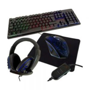 Combo Kit Gamer Teclado Mouse Pad Y Auriculares Rgb Negro Negro